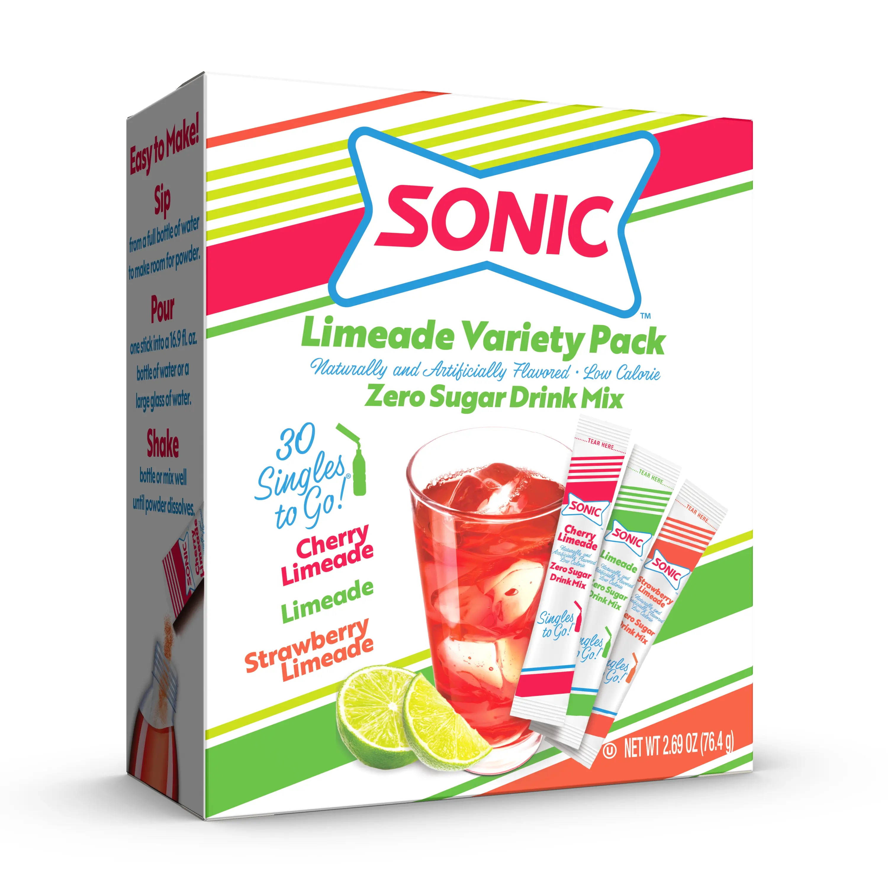 Sonic x Singles To Go Zero Sugar Limeade Drink Mix Variety Pack - 30ct