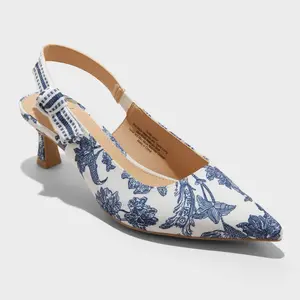 Women's Milan Floral Print Slingback Heels - A New Day
