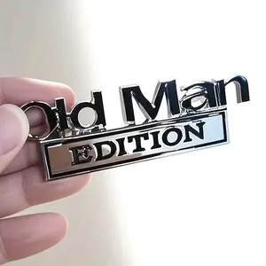 Metal Old Man Edition Emblem 3D Badge Side Rear Front Hood Trunk Door Decal Sticker Versatile Fitment Fit for Universal Car Truck SUV
