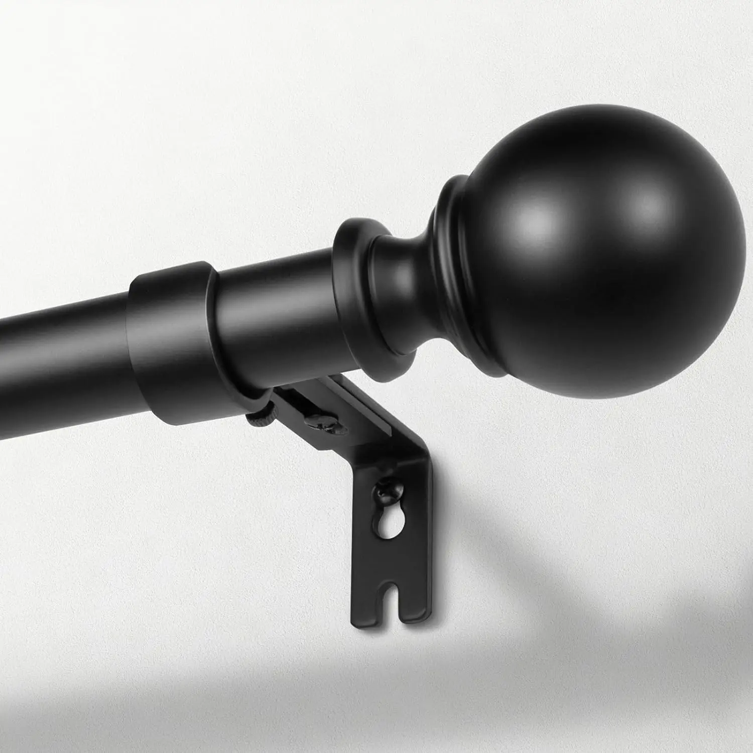 Inovaday 1-Inch Black Curtain Rod Set - Heavy-Duty Thick Metal Curtain Rail with Adjustable Size, Smooth Surface, Ball Finials for Living Room, Bedroom,sohochic