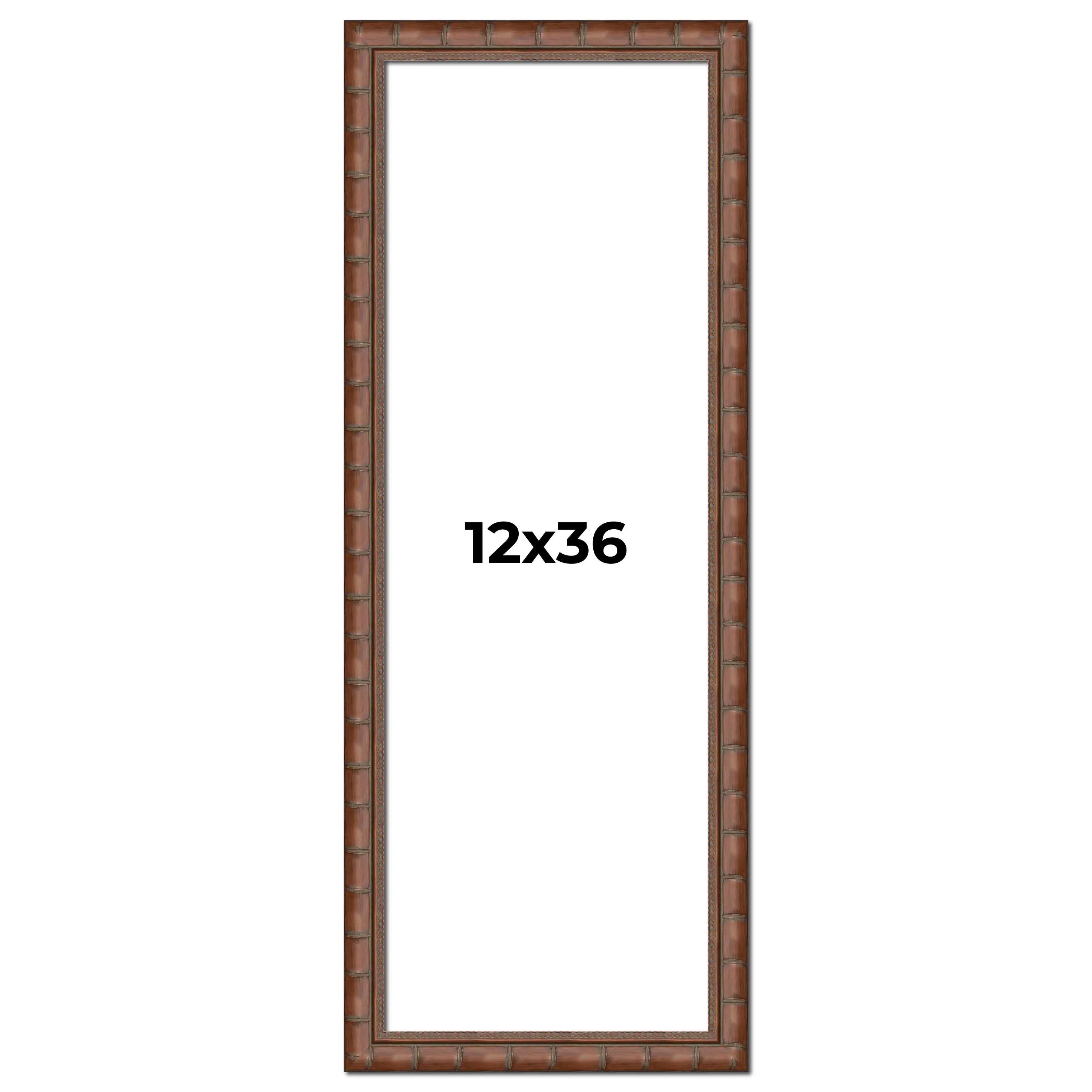 12x36 Brown Modern Bamboo Picture Frame - UV Acrylic, Foam Board Backing, Hanging Hardware