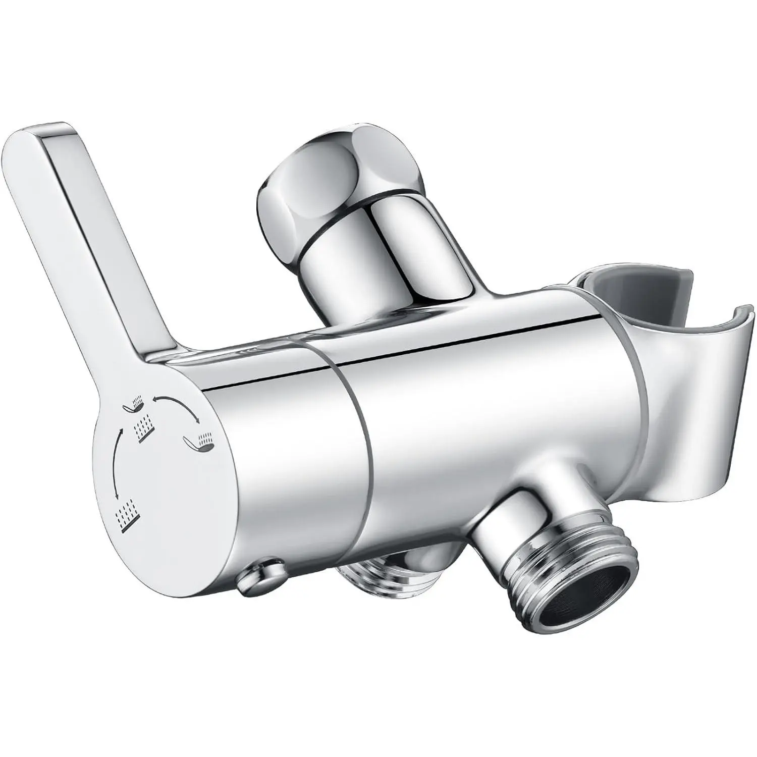 3 Way Shower Diverter Valve with Hand Shower Holder, G1/2 Shower Head Splitter, Shower Arm Diverter (Chrome)