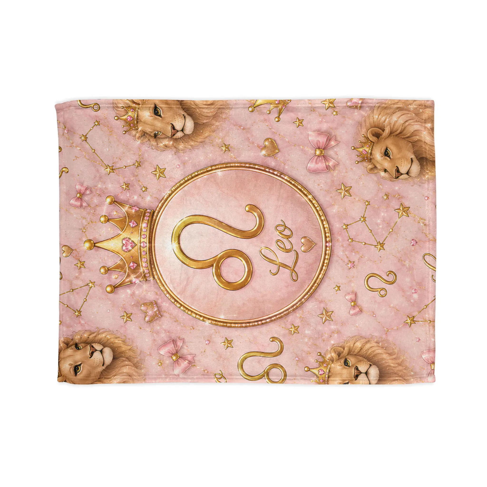Gold Leo Zodiac Lion Blanket | Astrology Constellation Pink