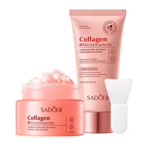 Collagen Night Wrap Mask & Burst Boba Capsule Cream Set - Viral Korean Glass Skin Skincare Kit, Hydrating Overnight Facial Care Kit