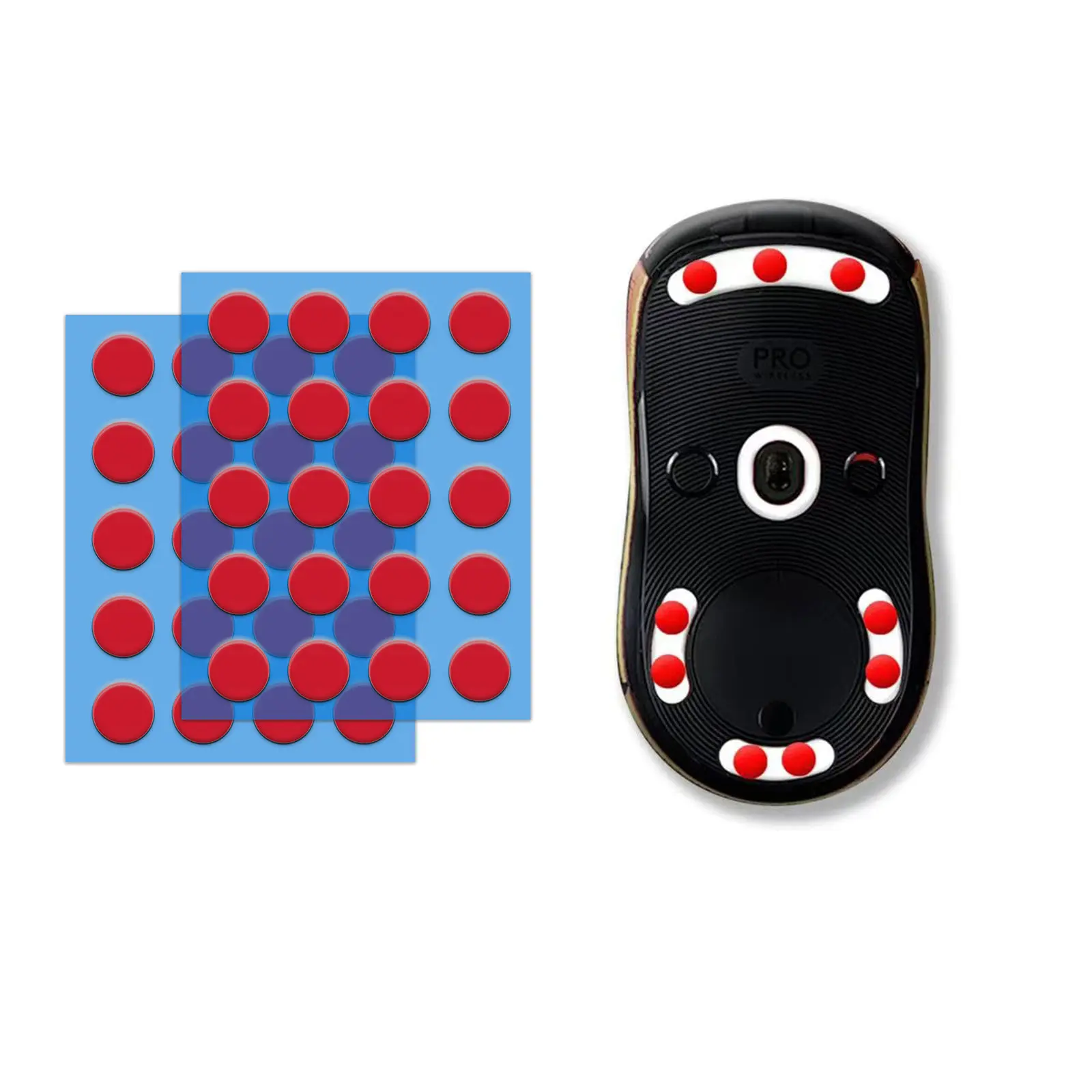 GOGOFREE Red Hardened PTFE Gaming Mouse Skates, 2-Piece Sets Universal Fit Residue-Free Replacement Stickers, Smooth Glide Durable Pads for Gaming Setup, Glass Mouse Pads PC Accessories