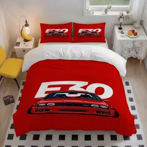 3Pcs Bavarian Tri-Color Stripe Classic E30 M3Patterned Exquisite Polyester Bedding Set, Festive Art Print, Ideal Christmas Gift, Perfect for Home Bedroom All Seasons, 1 Duvet Cover + 2 Pillowcases (No Insert)