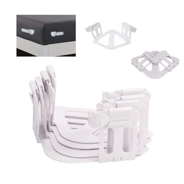 4 Pack Bed Sheet Fasteners, Bed Sheet Holders & Clips for Fitted Sheets, Adjustable Sheet Corner Grippers for Mattress, Anti-Slip Sheet Keepers to Prevent Loose, Sliding & Bunching Sheets, Bedding Accessories soft gentle