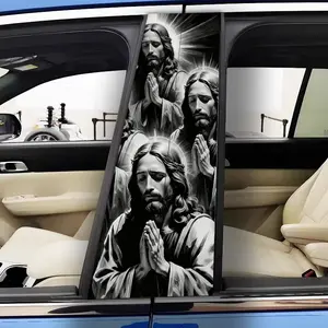2 pieces of multi-composite religious portrait stickers, Universal Car Sticker, waterproof and scratch-resistant, suitable for all models - Audi, Honda, Mitsubishi, Ford, Volkswagen, BMW, Opel, Citroen; sedans, SUVs, MPVs