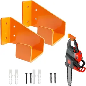 2-Pack Heavy-Duty Wall-Mounted Chainsaw Hangers with Anchors, Iron Material, Space-Saving Organizer for Garage, Workshop, Garden, Garage Tool Organizer