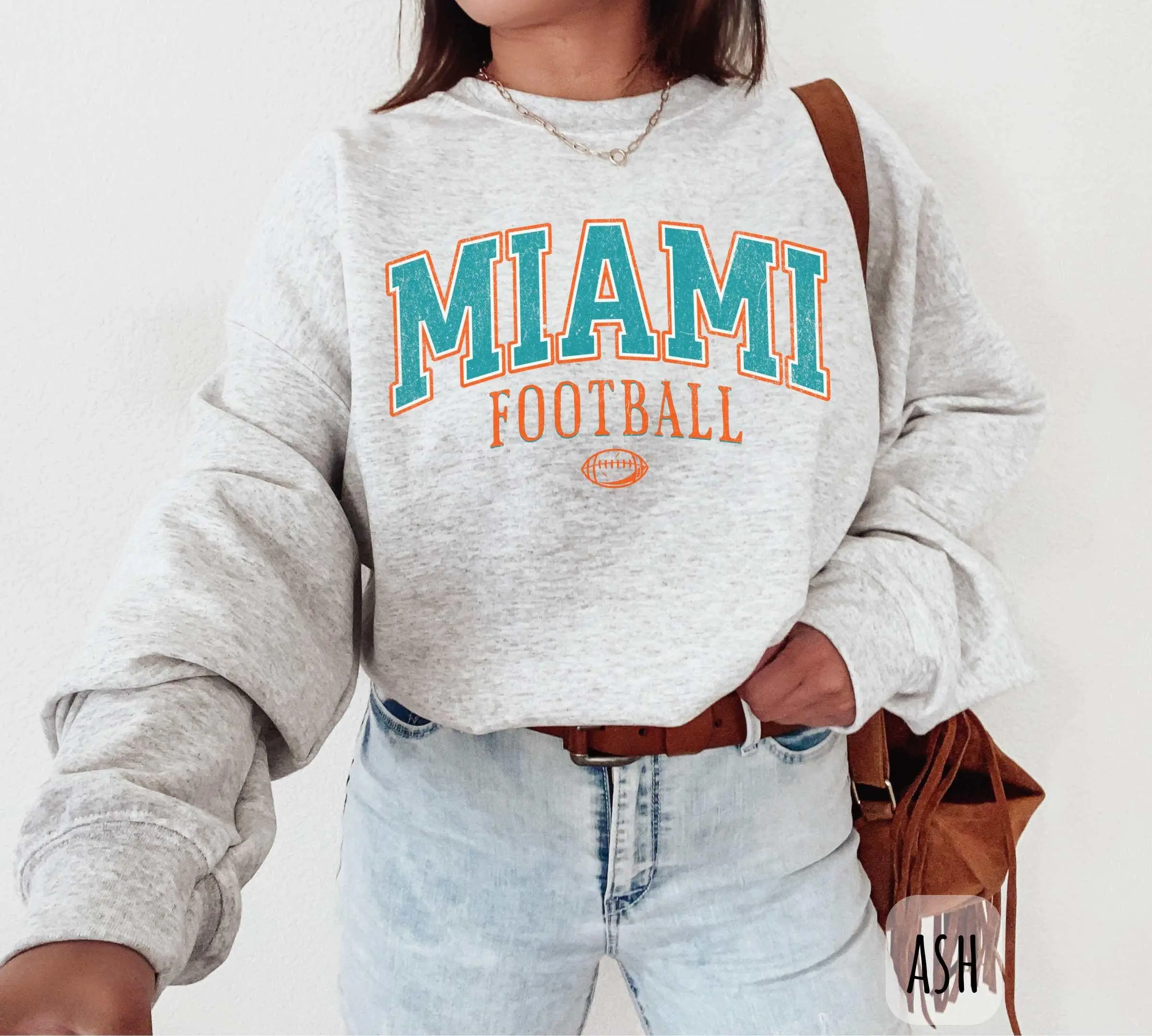 Vintage Miami Football Crewneck Sweatshirt, Miami Football Shirt, Sunday Football Miami Shirt, Miami Hoodie, Football Jersey Cotton Trending