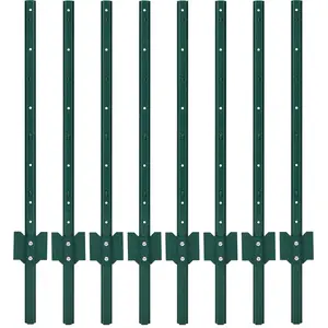 Garvee 3 Feet Metal Fence Posts, 8-Pack U-Channel Steel Stakes for Garden, Yard, Farm, and Outdoor Wire Fencing, Heavy Duty, No-Dig, Durable Green Fence Support