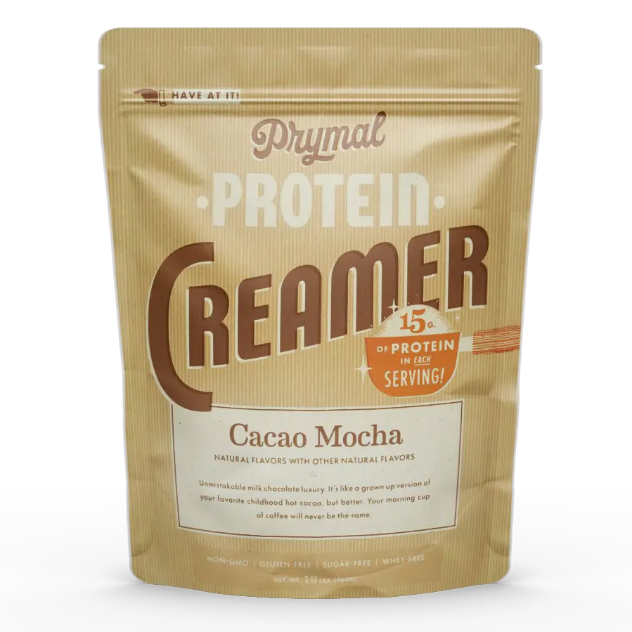 Prymal Cacao Mocha Protein Collagen Creamer, Grass-Fed Beef Bone Broth Collagen for Skin and Hair, 15g Protein per Serving, 0g Sugar, No Seed Oils, Keto Friendly, Lactose-Free, Gluten-Free, 30 Servings