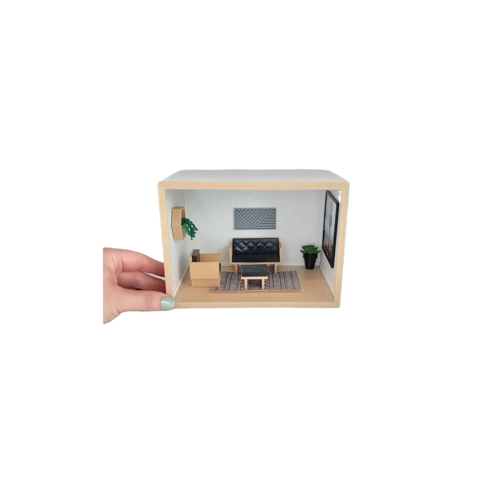 1:24 Living Room Roombox Set Includes all Furniture and Decor in Pictures - Magnetic or Non - 1/24 Modern Doll House Furniture Miniature