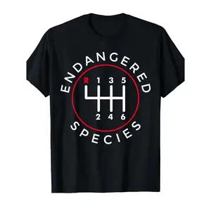 Endangered Species Manual Gearbox Stick Shift 6 Speed T-Shirt[Cool Design] Street Trending Style Women'S Tee Comfortable Round Neck Shorts Same Gender Design and Sleeves Men'S T Shirts