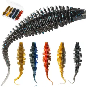 Bombrooster Soft Plastic Worms Swimbait Bass Fishing Lures 4.75” 20pcs soft plastic sea clear fishing bait