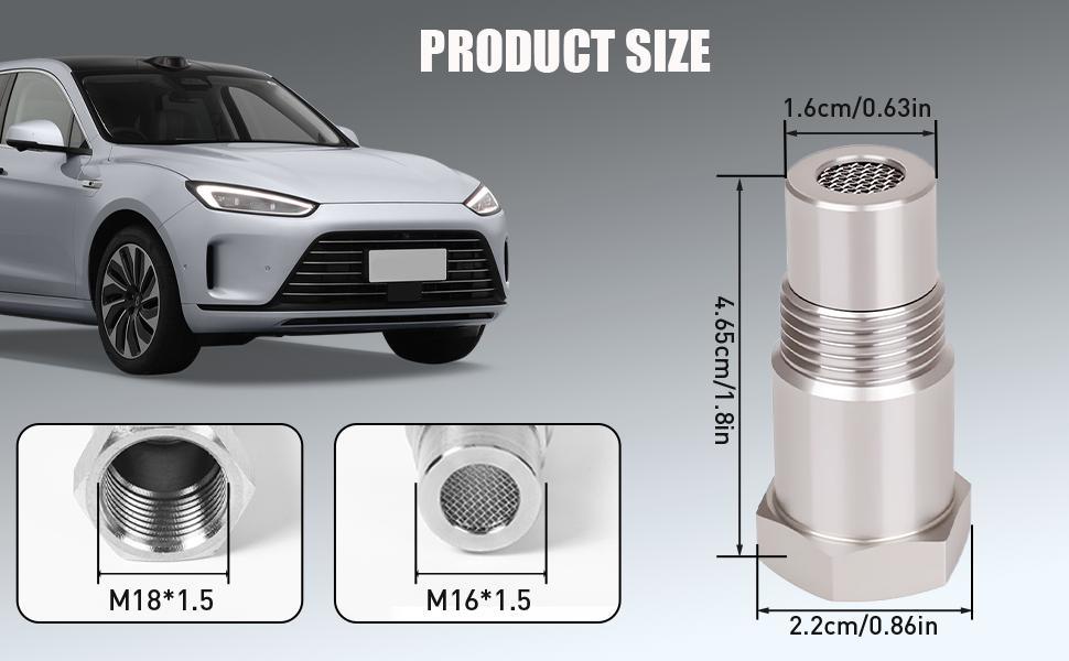Auto Parts Oxygen Sensor Adapter, Stainless Steel Extension & Filter Adapter M18x1.5 Thread Extension Adapter, precision machined, leak-proof and corrosion-resistant