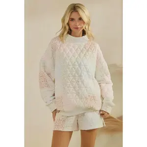 Floral textured mock-neck sweater