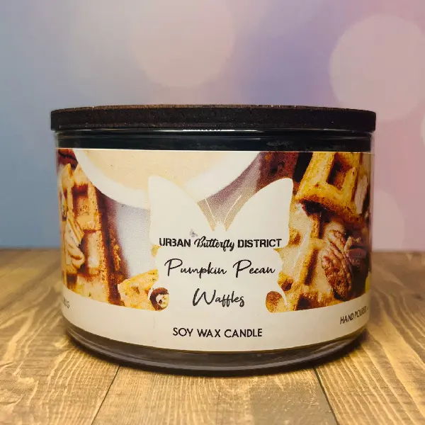10 oz Pumpkin Pecan Waffles Soy Wax Scented Candle Aroma Cozy Decor Fragrance Gift