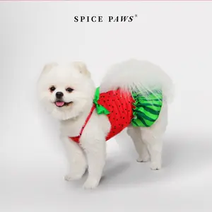 Dog Dress with Bow Summer Clothes Cute Small Dogs Skirt Suspender Watermelon Pattern Pet Clothing Puppy Dresses Cat Costumes Husky Clothes