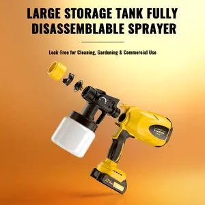 Yunxi 21V Max Wireless HVLP Spray Gun, Rechargeable Cordless Spraying Tool, Suitable for Indoor and Outdoor Wall, Fence, Garden and Courtyard Spraying at Home. 1 or 2 batteries are available.