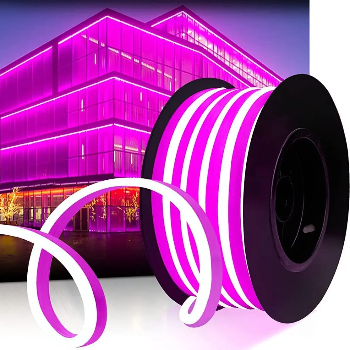 Neon LED Strip Light Waterproof Flexible Pink LED Neon Rope Lights for Indoor Outdoor Home Decor Commercial Building