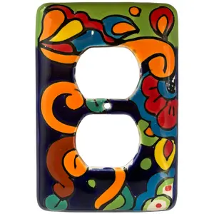 TalaMex Rainbow Outlet Mexican Talavera Ceramic Switch Plate
