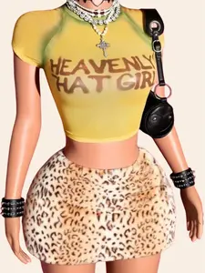 THAT GIRL MESH FUR 2PC SKIRT SET