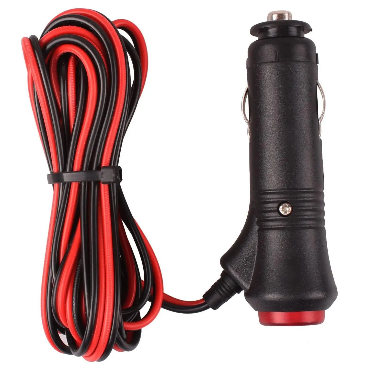 10ft/3m Universal 12V-24V Car Motorcycle Truck Cigarette Lighter Power Plug Cable Adapter, Male Plug with Switch Button, Indicator Light, 5A Fuse, Terminal, 36W, Overload Protection