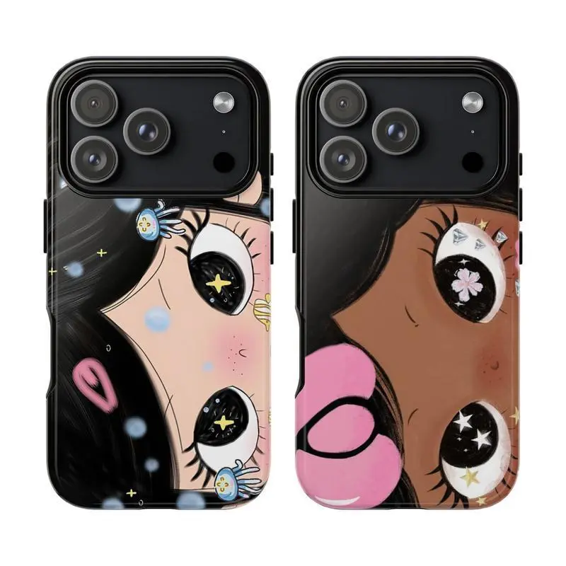 Dreamy INS Glittering Big Eyes Comic Girl Phone Case For iPhone 17 Pro Max