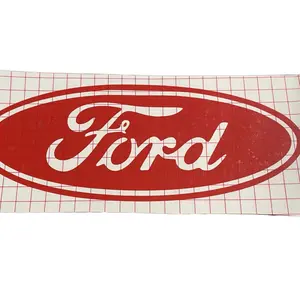 Ford Car Decal - Red and White Design, Circular Shape, Ideal for Personalization and Decor