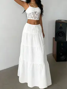 Women's Elegant Long Cake Skirt, Soft Comfortable Fabric, Loose-Fitting Half-Skirt, Perfect for Daily and Travel