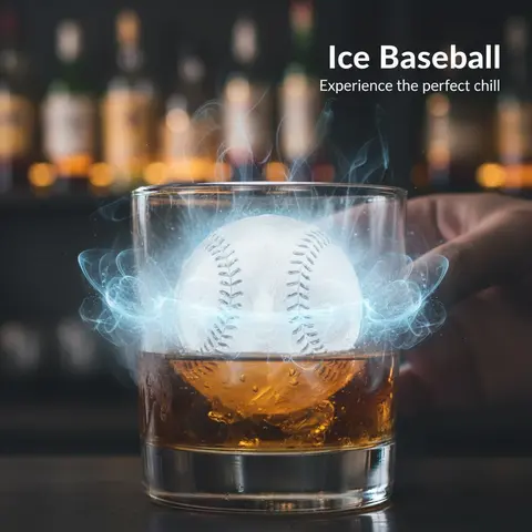 6-Cavity Food-Grade Silicone Ice Tray - 3D Detailed Stitch Design, Baseball-Themed Mold Ice Cube Moulds & Trays, Beer/Soda Ready Kitchenware & Bar Utensils for Baseball Fans