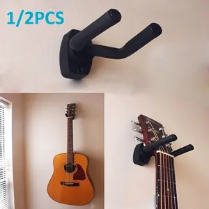1/2-Pack Fashionable Black Guitar Wall Mount | Space-Saving Dual Guitar Stand Rack, Easy-to-Install Wall Organizer for Acoustic and Electric Guitars, Simple Design for Home Studios and Music Rooms, Sturdy Alloy Construction