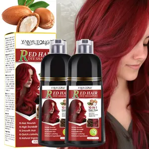 2pcs 500ml red hair dye shampoo, hair dye, shampoo and hair care three in one, easy to use, gentle and non irritating herbal extract, Natural Ingredients, red hair, more shiny, Glossy, making hair look healthier