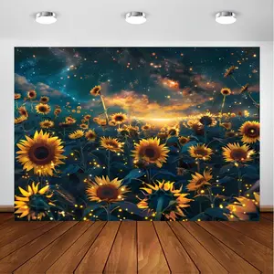 Sunflower Galaxy Tapestry,Starry Sky Mountain Nature Wall Hanging for Living Room Backdrop with Rich Colors and Intricate Details Decor Decoration Home Design Art Bedroom Decorating