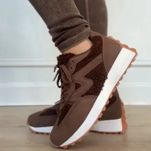 Fuzzy Chocolate Brown Suede Chunky Sneaker