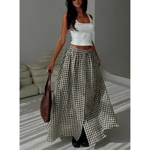 Cartmel Check Maxi Skirt Black / Cream