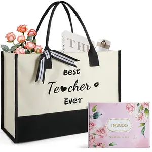 TRSODD canvas tote bag ,2 piece casual large capacity handbag for women &men ,Personalized Makeup Bag for Women, Beautiful Gift Box and Greeting Card Sets,girl fashionable shopping bag for spring, Mothers Day/Grandma/Birthday Gifts for everyday tote bags