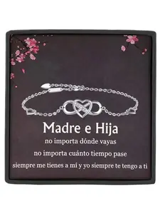 Daughter Bracelet for Her Infinity Heart Adjustable Copper Bracelet Forever Love Bangle with Message Card & Gift Box Milestone Gift Mother & Daughter Bracelet