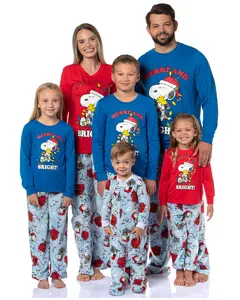 Peanuts Christmas Pajamas Snoopy Merry & Bright Holiday Matching Family Adult Kids and Toddlers Pajama Set