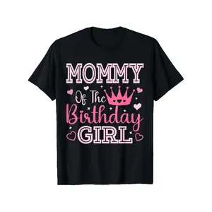 Mommy of the Birthday Girl Cute Pink Matching Family Party T ShirtComfortable Tee Graphic Print Shirt AllSeason Tee for Everyday Outdoor Activities Women Tshirt