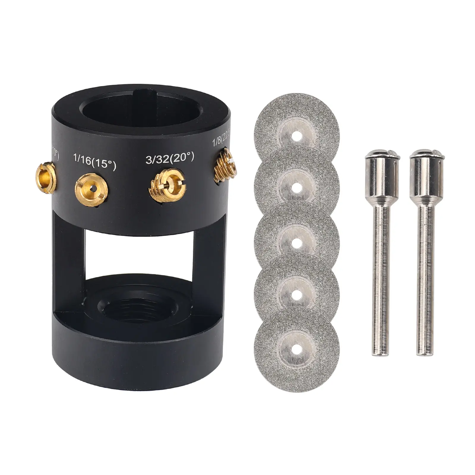 3mirrors Tungsten Electrode Sharpener Grinder Head TIG Welding Tool with Cut-Off Slot Multi-Angle & Offsets, 4 Copper Screw Holes - Exchangeable Guides