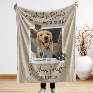 Personalized Dog Memorial Photo Blanket Gift, Pet Loss Keepsake Remembrance Gift For Dog Mom Dad Bereavement Gift, Dog Loss Pet Memory Gifts