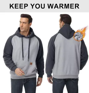 Men's Plaid Sherpa Pullover Hoodie Cozy Heavyweight Fleece with Kangaroo Pocket Casual Keep You Warmer