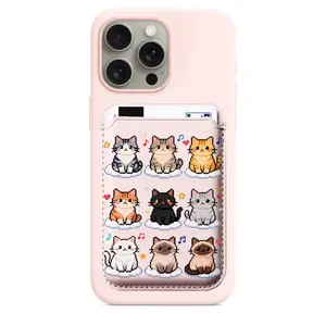 Mosaic Cat Pattern Card Holder - Waterproof, Shockproof, Scratch-Resistant Smartphone Accessory for MagSafe Wallet Cases, Compatible with iPhone 17/16/15/14/13/12/11 Cellphone Handheld Devices
