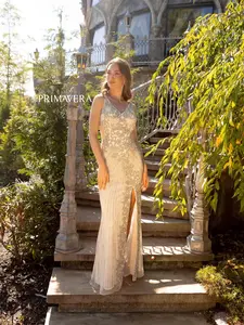 Primavera Couture 12056 Long Beaded Fitted Prom Dress