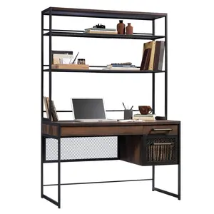 Sauder Briarbrook Desk With Hutch Wood Workstation Storage Drawer Platform Oak Finish Adjustable Shelves For Home Office