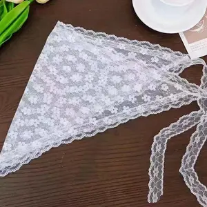 Korean White Triangular Lace Waist Chain for Women Girls Fashion Layering Small Aprons Soft Versatile Headscarf Hair Scarves