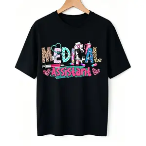 Cotton Unisex CMA Medical Assistant Nurse Leopard Stethoscope Women Men T-Shirt