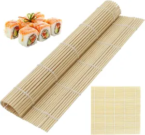 2 Pack 9.5 Inch Bamboo Sushi Mat - Sushi Roller Mat for Making, Shaping & Molding Sushi Roll & Kimbap - Food-Safe Sushi Making Supplies, Tools & Accessories
